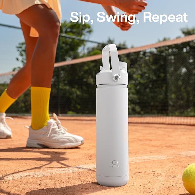 Insulated Water Bottle with Straw Stainless Steel Water Bottle, Leak-Proof, BPA-Free, Double Wall Vacuum Keeps Cold for 24 Hours for Sports, Travel, School (18 oz, Polar White)