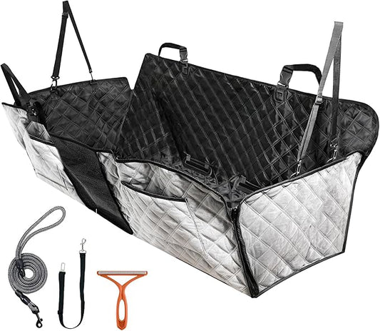 PETTALK Deluxe Double Sided Dog Car Seat Cover for Back Seat, Waterproof, Reversible Large Dog Car Seat Hammock, Back Seat Pet Cover for Dogs, Car Seat Protector, for Cars SUVs Trucks,All Seasons
