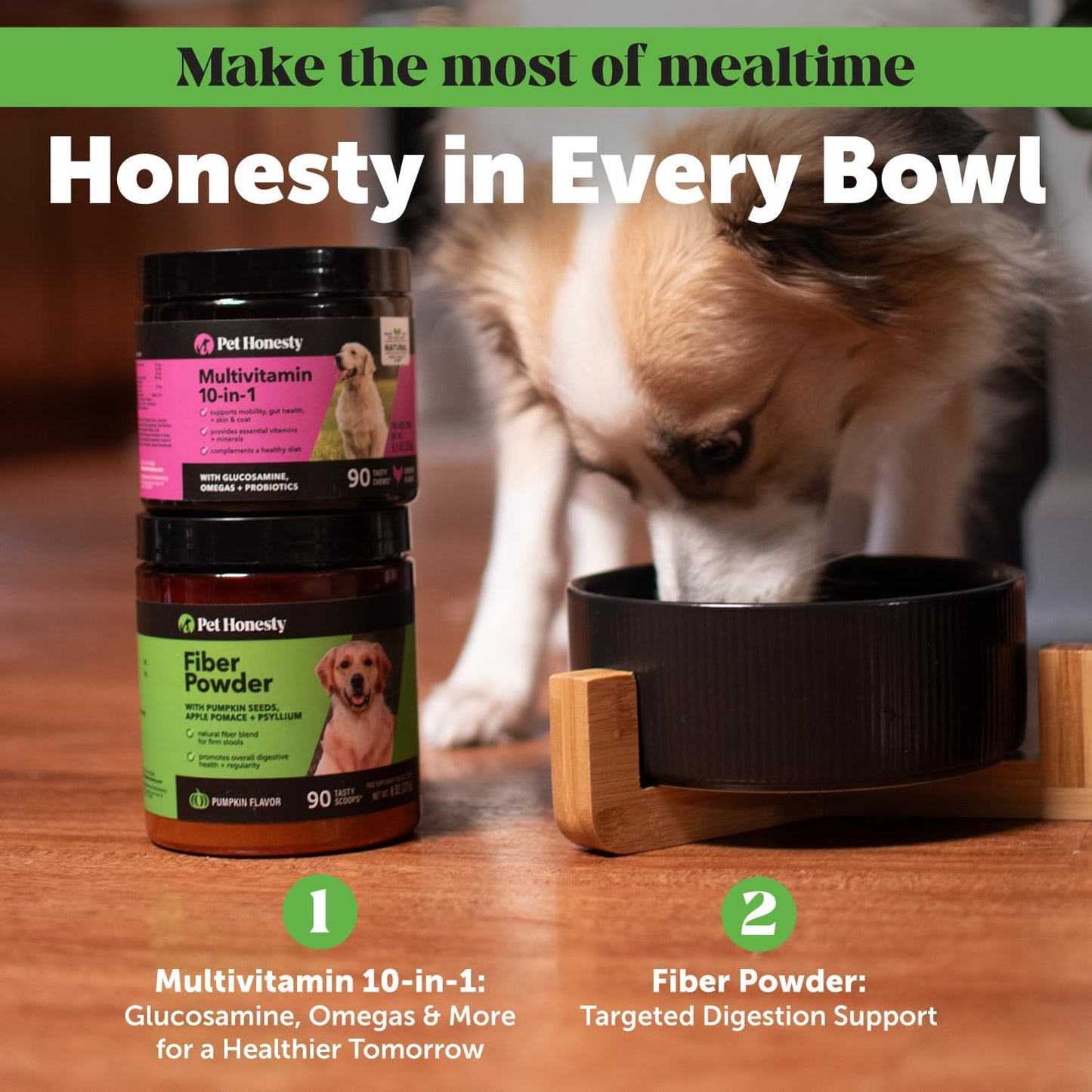 Pet Honesty Pumpkin Fiber Powder Supplement for Dogs - All Natural Dog Probiotic with Psyllium Husk, Pumpkin Seeds and Apple Pectin for Healthy Digestion (90 Scoops)
