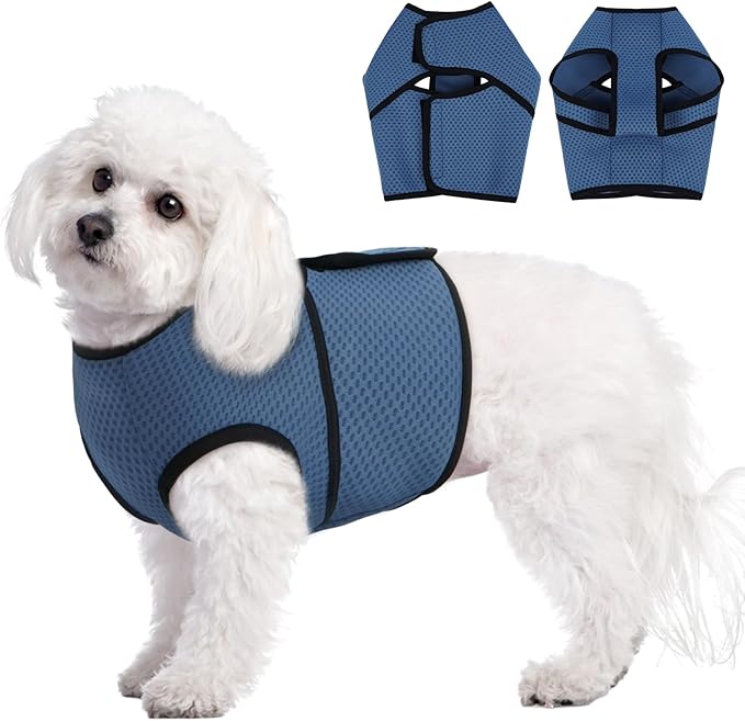 BRKURLEG Dog Anxiety Shirt, Adjustable Anxiety Vest Jacket for Small Medium Large Dogs,Dog Calming Shirt for Thunderstorms, Fireworks, Training & Separation Relief, Lakeblue, XS