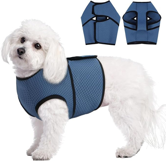 BRKURLEG Dog Anxiety Shirt, Adjustable Anxiety Vest Jacket for Small Medium Large Dogs,Dog Calming Shirt for Thunderstorms, Fireworks, Training & Separation Relief, Lakeblue, XS