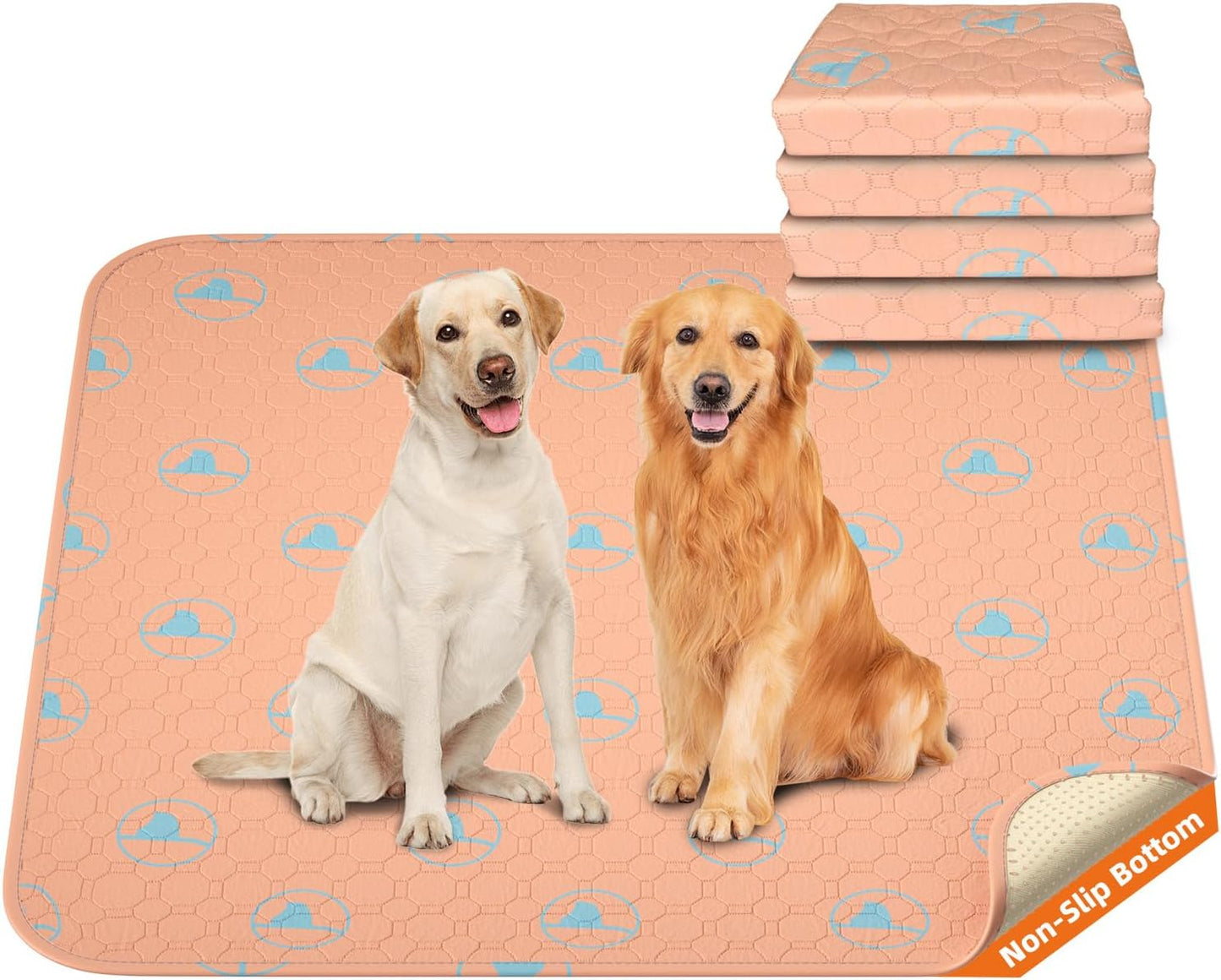 PJYuCien Washable Pee Pads for Dogs 4 Pack, 36" x 36" Reusable Pee Pads for Dogs, Leak-Proof Pet Training Pads, Puppy Pads for Non-Slip, Designed for Dog Pen, Whelping Pad, Potty Training (Orange)