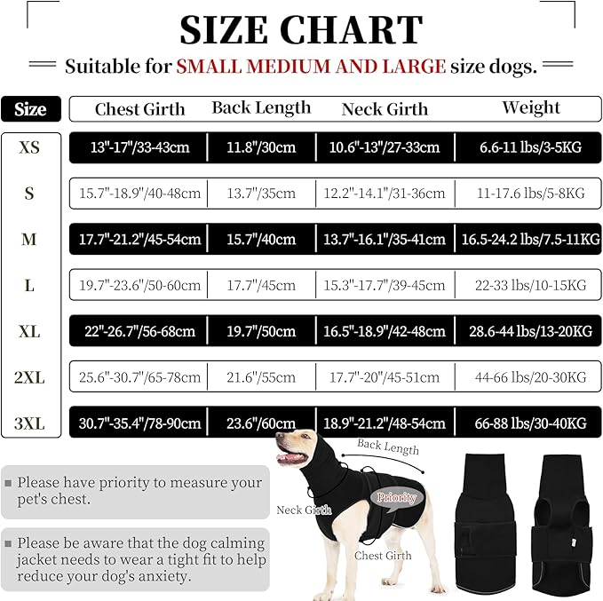 ROZKITCH Dog Anxiety Relief Jacket, Turtleneck Calming Vest for Indoor & Outdoor Use, Breathable Dog Shirt for Separation & Noise Anxiety Black L