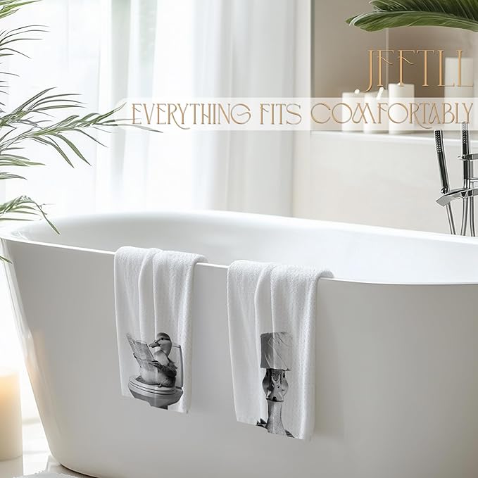 Funny Toilet Newspaper Duck Bathroom Hand Towels, Gifts for Duck Lovers Women Hand Towels for Bathroom Washroom Restroom Decor, 16x24 Inch Set of 2