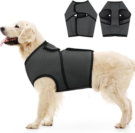 BRKURLEG Dog Anxiety Shirt, Adjustable Calming Vest Jacket for Small Medium Large Dogs,Dog Anti-Anxiety Coat for Thunderstorms, Fireworks, Training & Separation Relief, Darkgrey, XXXL