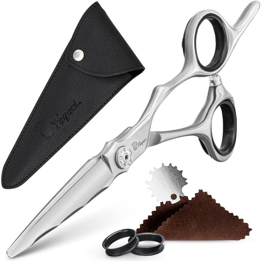 Fagaci Professional 6' Japanese Steel Hair Cutting Scissors, Razor Sharp Blades, Extreme Durability, Ergonomic Silver Stainless Steel Handle, Hair Cutting Shears for Women & Men