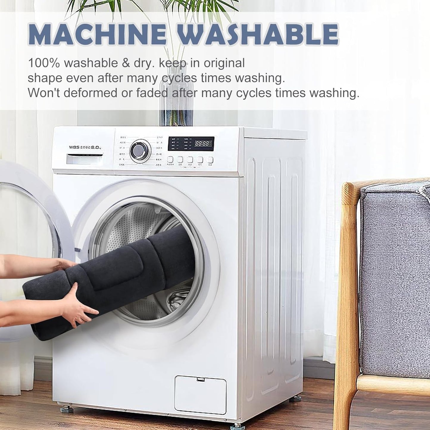 JoicyCo Soft Dog Crate Bed Pad Mat, 42 in Non-Slip Bottom Washable for Large Dogs, Pet Mattress Kennel Pad, Dark Gray