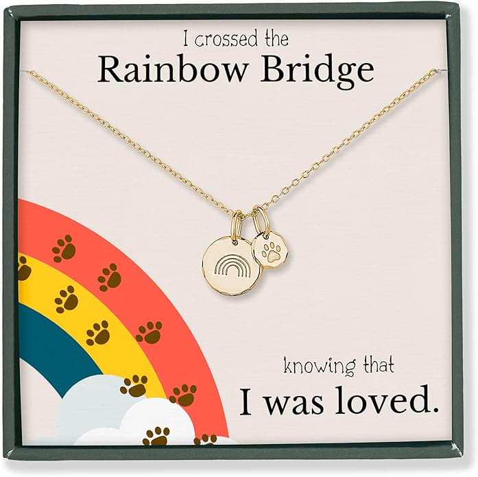 HOPE LOVE SHINE Rainbow Bridge Pet Memorial Necklace - Sympathy Gifts for Loss of a Pet - Cat & Dog Memorial Jewelry for Women & Men