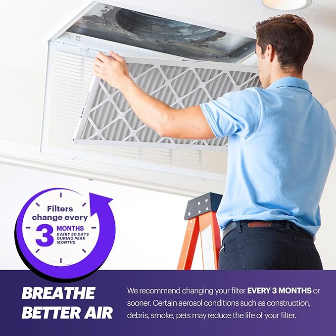 BNX TruFilter 16x25x4 (15.5’’ x 24.5’’ x 3.63‘’ Slim Fit) MERV 8 Air Filter 2-Pack - MADE IN USA - Air Conditioner Furnace Filters HVAC AC Furnace Filters for Dust, Pet, Mold, Pollen MPR 600-700 FPR 5