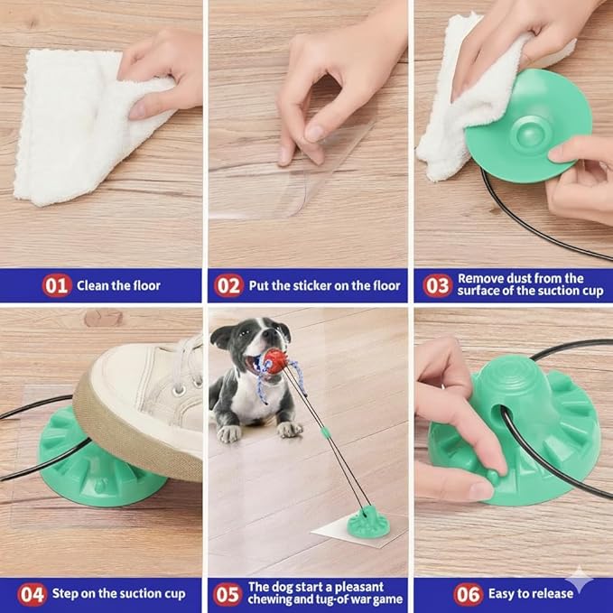 Dog Toy with Suction Cup - Interactive Toys for Large Dogs - Durable Dog Toothbrush & Chew Toy - Puppy Teething Toys - Indestructible Dog Toy - Food Dispensing Dog Tug Toy - Blue