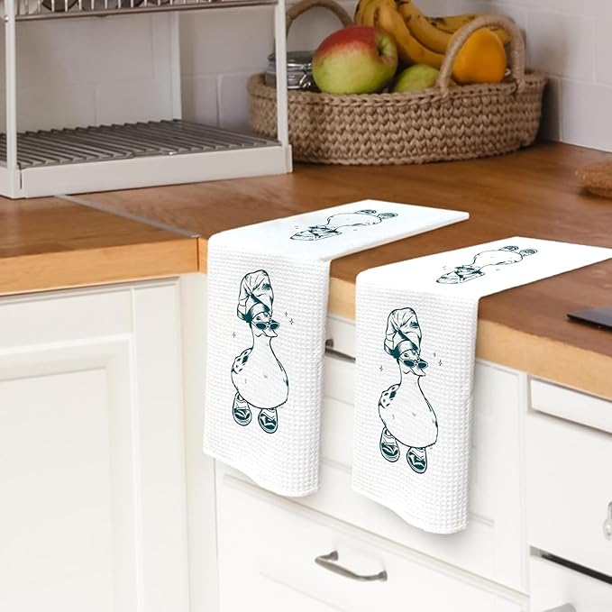 Funny Bar Kitchen Bathroom Decor Towels - Funny Housewarming Kitchen Dish Towels Gift for Family Friends Colleagues, Cool Duck in Slippers Bathroom Hand Towels 16″×24″Inches