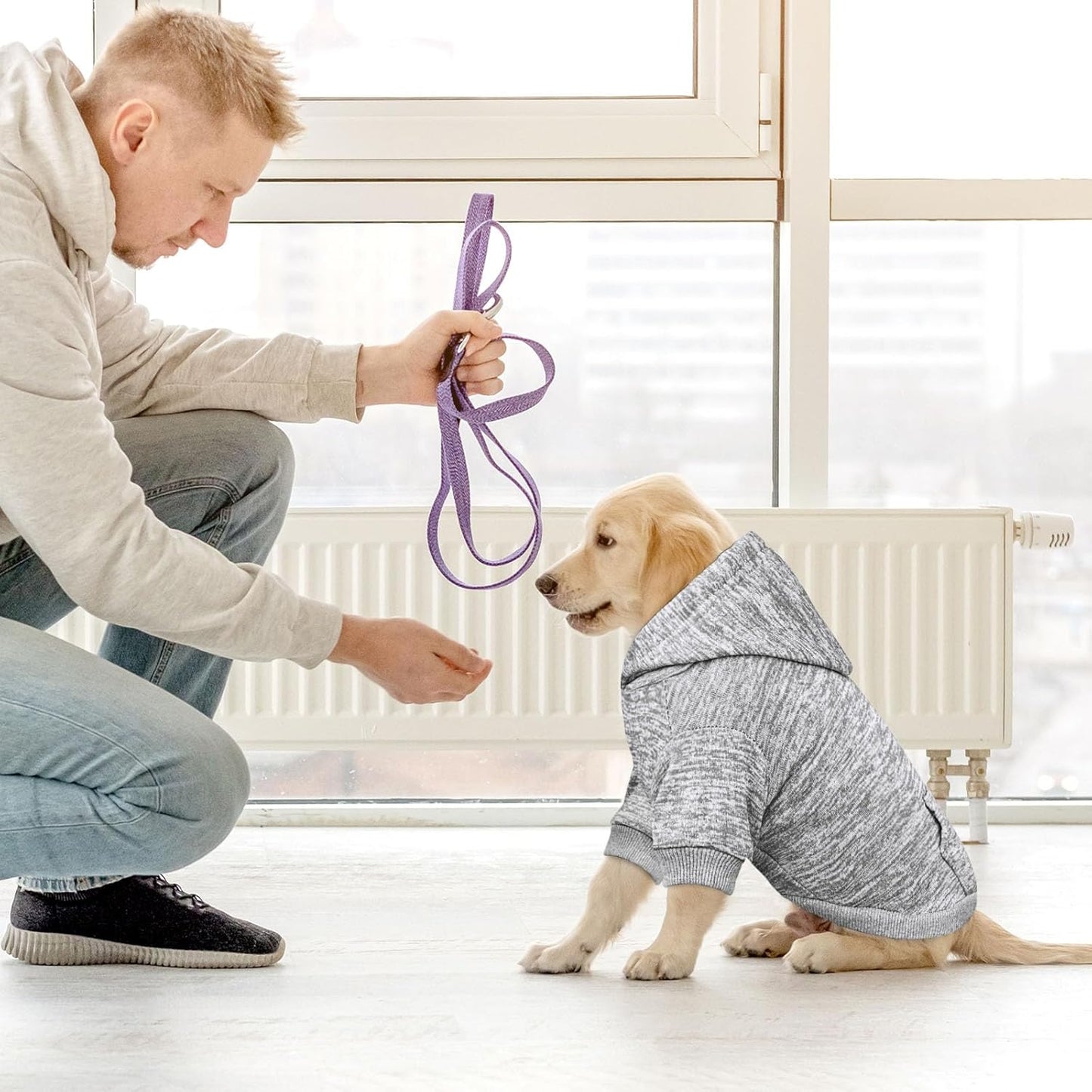 Dog Sweaters for Small Dogs Hoodie Fleece Dog Sweater Soft Clothes Sweatshirt with Pocket Hoodie for Small Dogs Puppy(Grey&S)