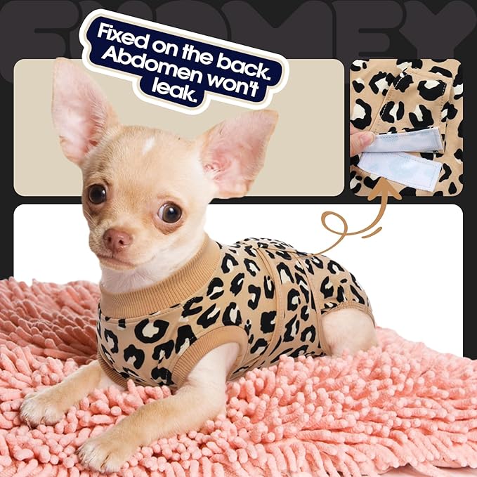FUAMEY Recovery Suit for Dogs After Surgery,Soft Breathable Dog Bodysuit E-Collar & Cone Alternative Surgical Suit,Male Female Dog Neuter Spay Suits Anti Licking Wounds Onesie Brown Leopard XL