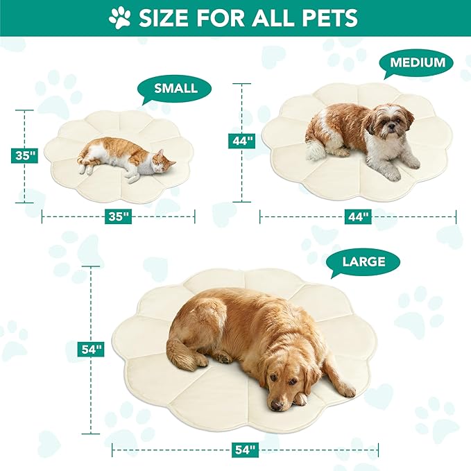PetAmi Dog Cooling Mat, Flower Shape, Reversible Cooling Nylon Blanket Soft Fleece Pet Pad for Dogs Cats, Summer All Season Use Q-Max>0.3, Small 35x35 in, Beige