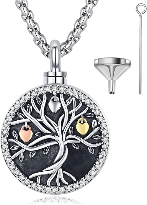 EUDORA Sterling Silver Urn Necklace for Ashes for Women Men, Ash Pendant for Human Cat Dog Ashes, Necklace for Ashes of Loved One Dad Mom Papa Pet Cremation Souvenir Jewelry for Funeral, 20inch