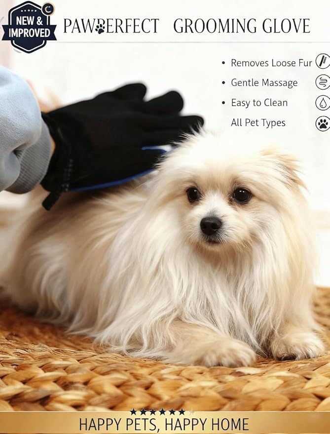 Pet Hair Remover Glove - Gentle Deshedding Brush Glove for Dogs & Cats - Enhanced Grooming & Massage Mitt for Long and Short Fur - Perfect for Shedding and Bathing (Blue, 1 Piece)