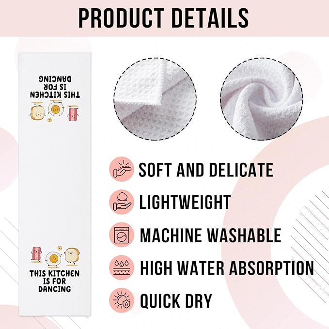 Funny Baking Kitchen Towels This Kitchen is for Dancing Cleaning Cloth Funny Sayings Humorous Dish Towels Farmhouse Kitchen Decor Great Housewarming Gifts for Women Men Chef Bake Lover