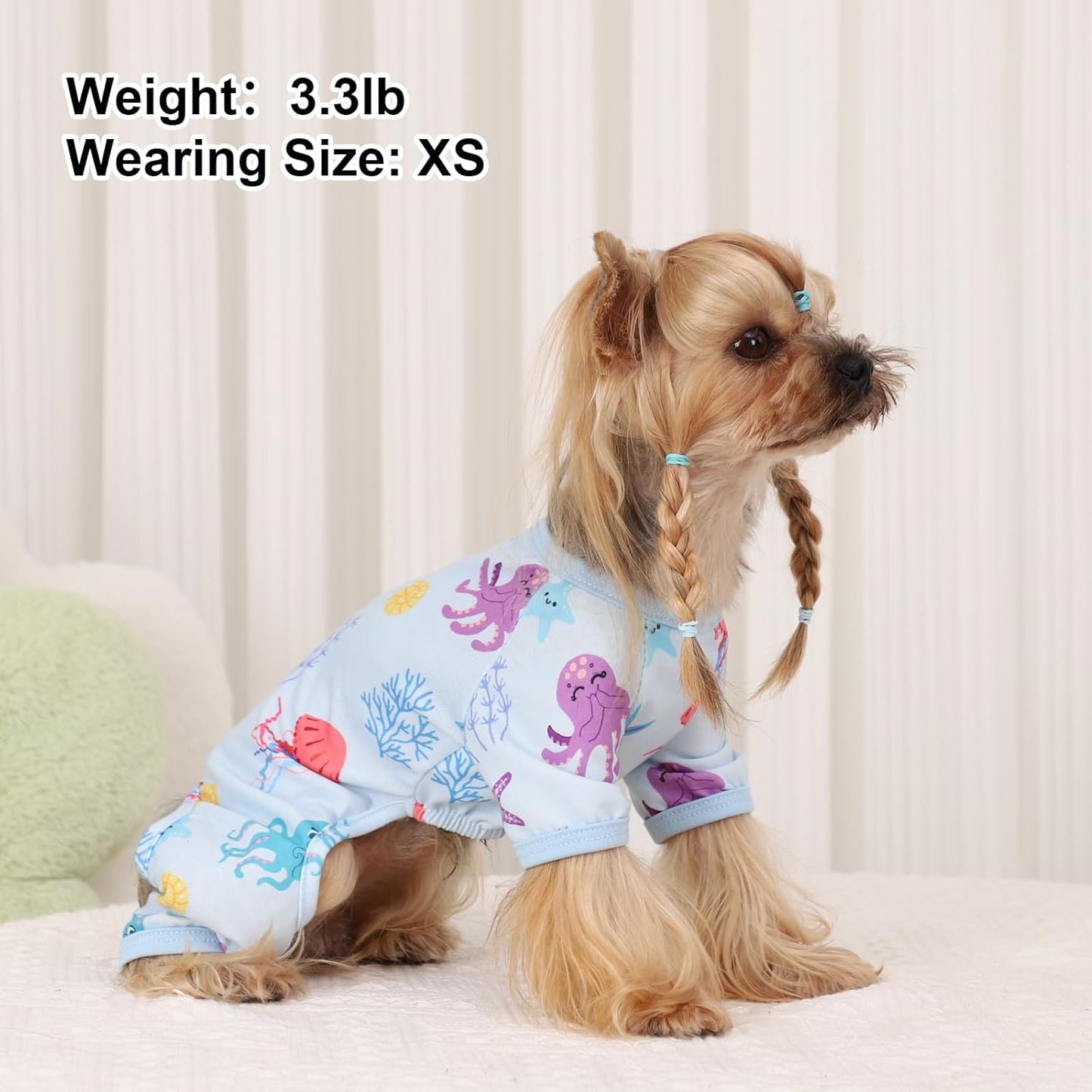 Dog Pajamas Pjs Summer Dog Clothes for Small Dogs Girl - Boy - Small Size Dogs, Soft Stretchy Puppy Clothes Doggie Onesies Cat Cute Clothing Pet Jammies Outfit Appeal, Blue