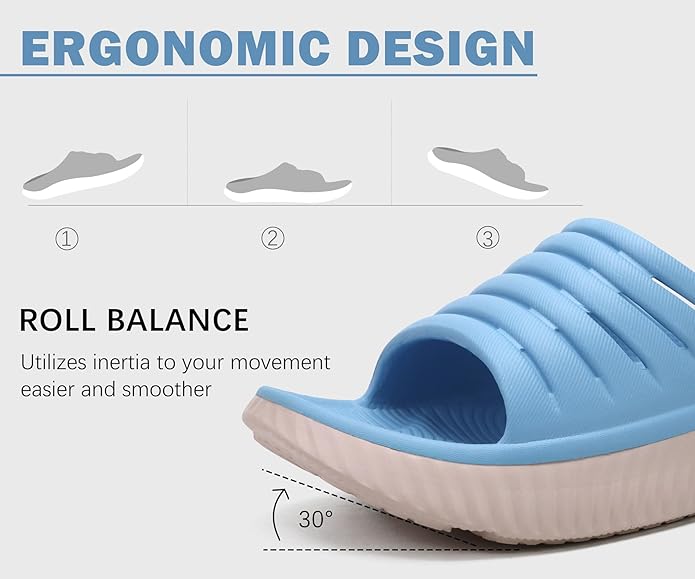 KuaiLu Womens Recovery Sandals With Comfortable Plantar Fasciitis Support,Ladies Orthotic Open Toe Sport Slides Thick Cushion Reduces Stress on Feet,Joints & Back Post-Exercise