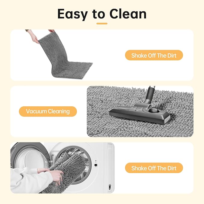 Absorbent Dog Door Mat for Muddy Paws, 48" x 30" Chenille Indoor Mats for Entryway, Trap Dirt Front Door Mat Indoor Entrance Washable Non Slip Soft Light Grey