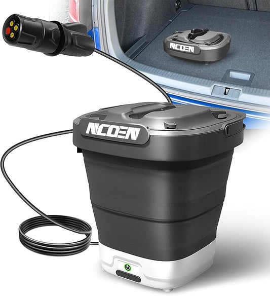 Portable Electric Pressure Washer w/3.2Gal Tank, 4-in-1 Nozzles, Foldable Cordless Pressure Washer for No Water Hose Apartment, Camping, Bike Cleaning, Garden Care and Pet Cleaning Friendly