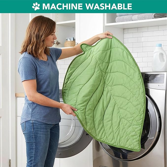 PetAmi Dog Cooling Mat, Leaf Shape, Reversible Cooling Nylon Blanket Soft Fleece Pet Pad for Dogs Cats, Summer All Season Use Q-Max>0.3, Large 52x60 in, Sage Green