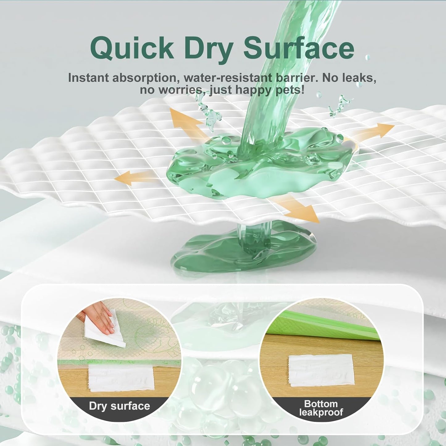 Dog Pee Pads 50Counts, 24"X36" Disposable Pee Pads for Dogs with 4 Sticky Corners, Leak-Proof 6Layers Thicken Puppy Pee Pads Extra Large, Non-Slip Puppy Training Pads for Crate/Cage/Carrier