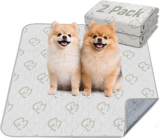 FXW Washable Pee Pads for Dogs, Puppy Pads with Super Absorbent, Specifically Designed for Potty Training, 35" Square, Khaki, 2 Packs