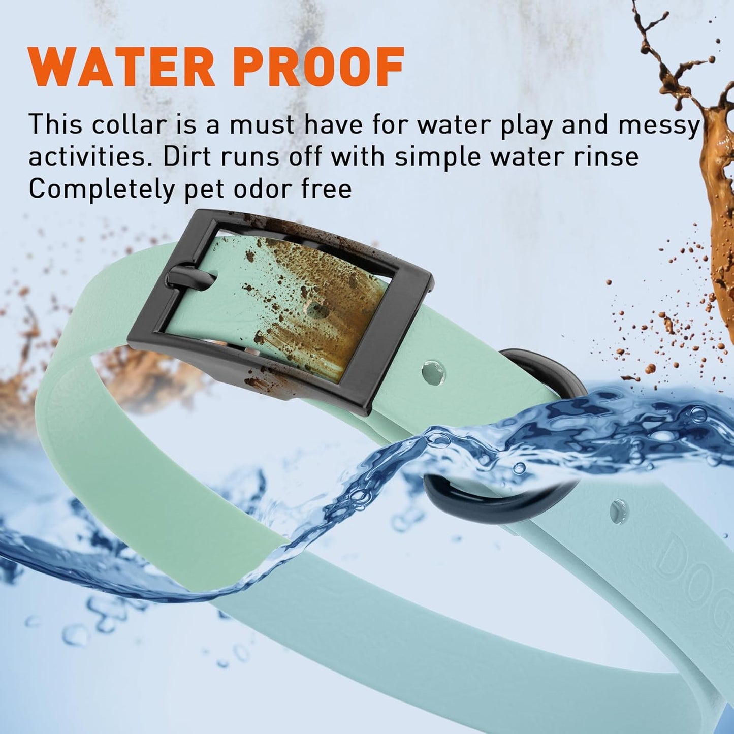 Dogline Biothane Waterproof Dog Collar Strong Coated Nylon Webbing with Black Hardware Odor- Proof for Easy Care Easy to Clean High Performance Fits Small Medium or Large Dogs, Sage Green