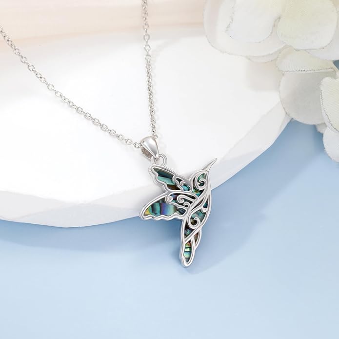 Highland Cow Hummingbird Necklace for Women 925 Sterling Silver Cute Animal Jewelry Gift for Mother Daughter Grandma Nana Sister