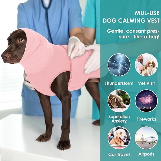 AOFITEE Dog Anxiety Calming Hoodie, Thunder Jacket for Dogs Anxiety, Breathable Calming Shirt for Fireworks, Thunder, Travel, Separation, Pet Hoodies for Noise Block & Ear Protection, XS