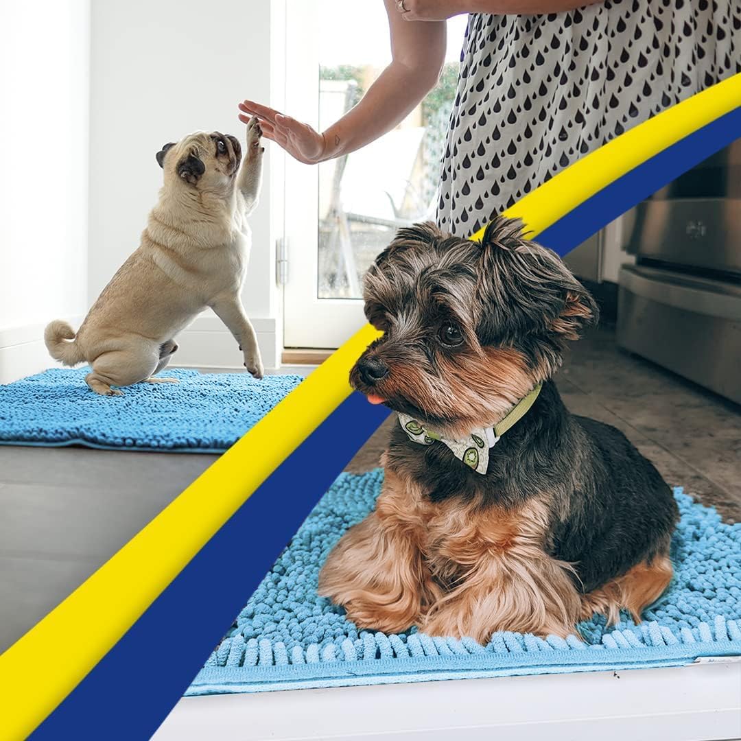 Muddy Mat® Original Dog Door Mat for Muddy Paws, Super Absorbent Microfiber, Non-Slip Washable Pet Rug, Quick Dry Chenille Entryway Carpet, Machine Washable Indoor Outdoor mat, Sky Blue 18"x28"