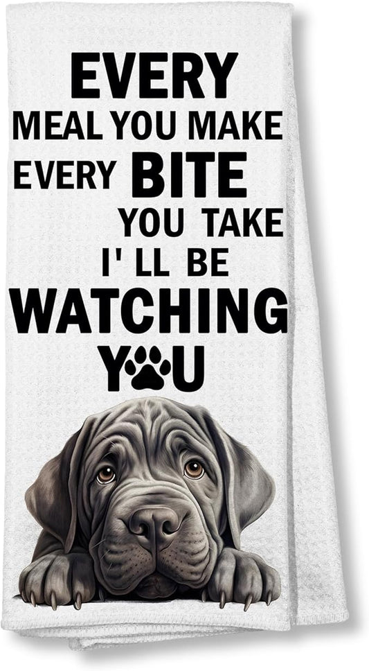 Funny Neapolitan Mastiff Dog Kitchen Towels Mom Lover Gifts, Decor Dish and Hand Towel for Kitchen and Bathroom, Funny Every Meal You Make Dog Kitchen Decor, 16x24 Inches