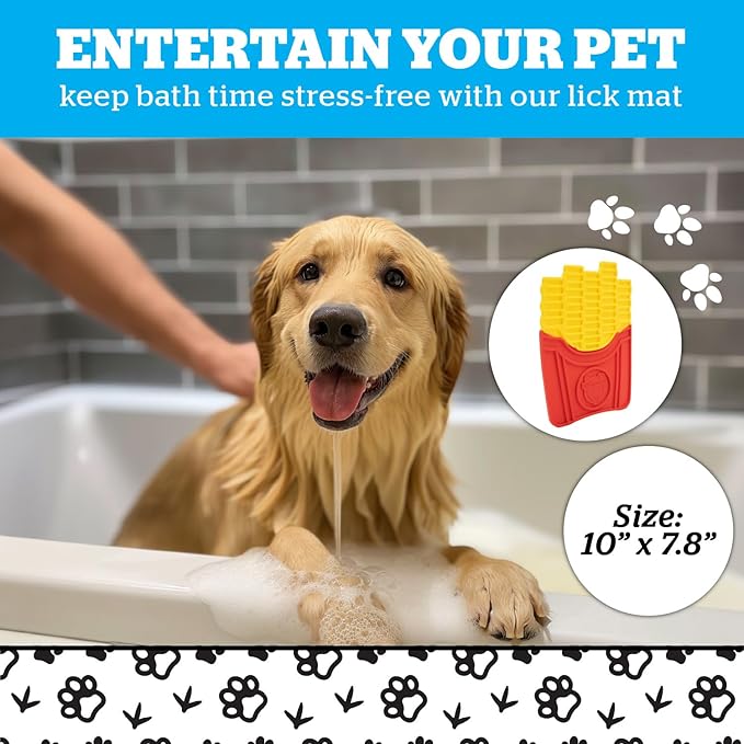 BigMouth French Fries Lick Mat Silicone Dog Lick Pad for Anxiety Relief and Slow Feeding, Dishwasher Safe Enrichment Mat for Dogs Puppies and Cats