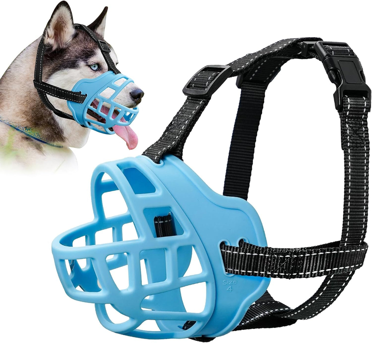 Dog Muzzle for Large Dogs, Breathable Basket Muzzles for Small, Medium and X-Large Aggressive Dog, Allows Panting Drinking, Suitable for Grooming Trimming Training (2, Luminous Blue)