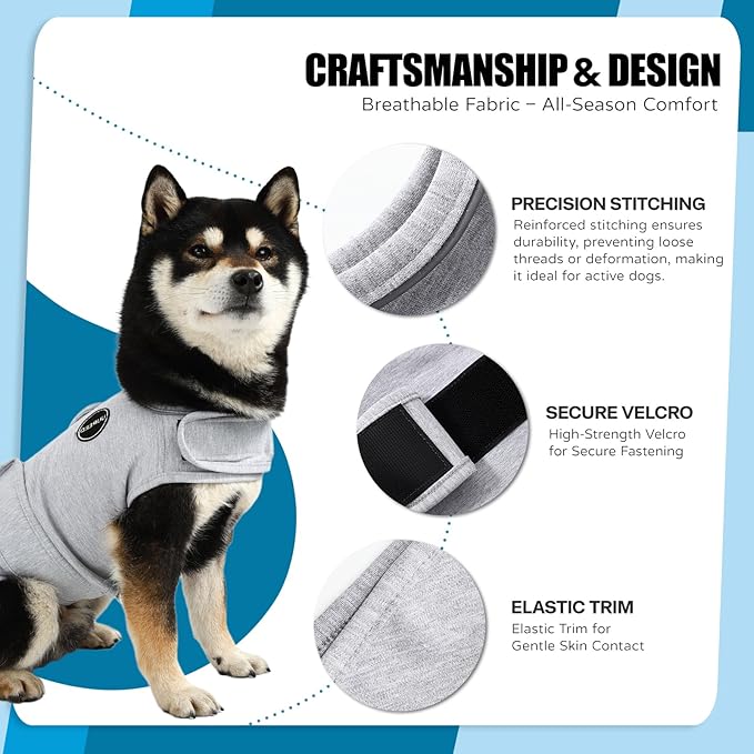 Dog Anxiety Vest Comfort Relief Coat, Dog Anxiety Calming Vest Wrap for Thunderstorm, Travel, Fireworks, Vet Visits, Separation Anxiety Relief for Dogs