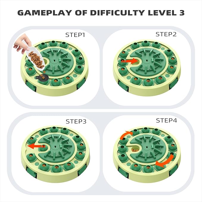 KADTC 3 Levels of Step-by-Step Challenge Dog Puzzle Toy 4 Ways to Play - U.S. Brand & Design - Large Size Beginner-to-Advanced,Boredom Buster for Smart Dogs Mental Stimulation Enrichment Brain Toys