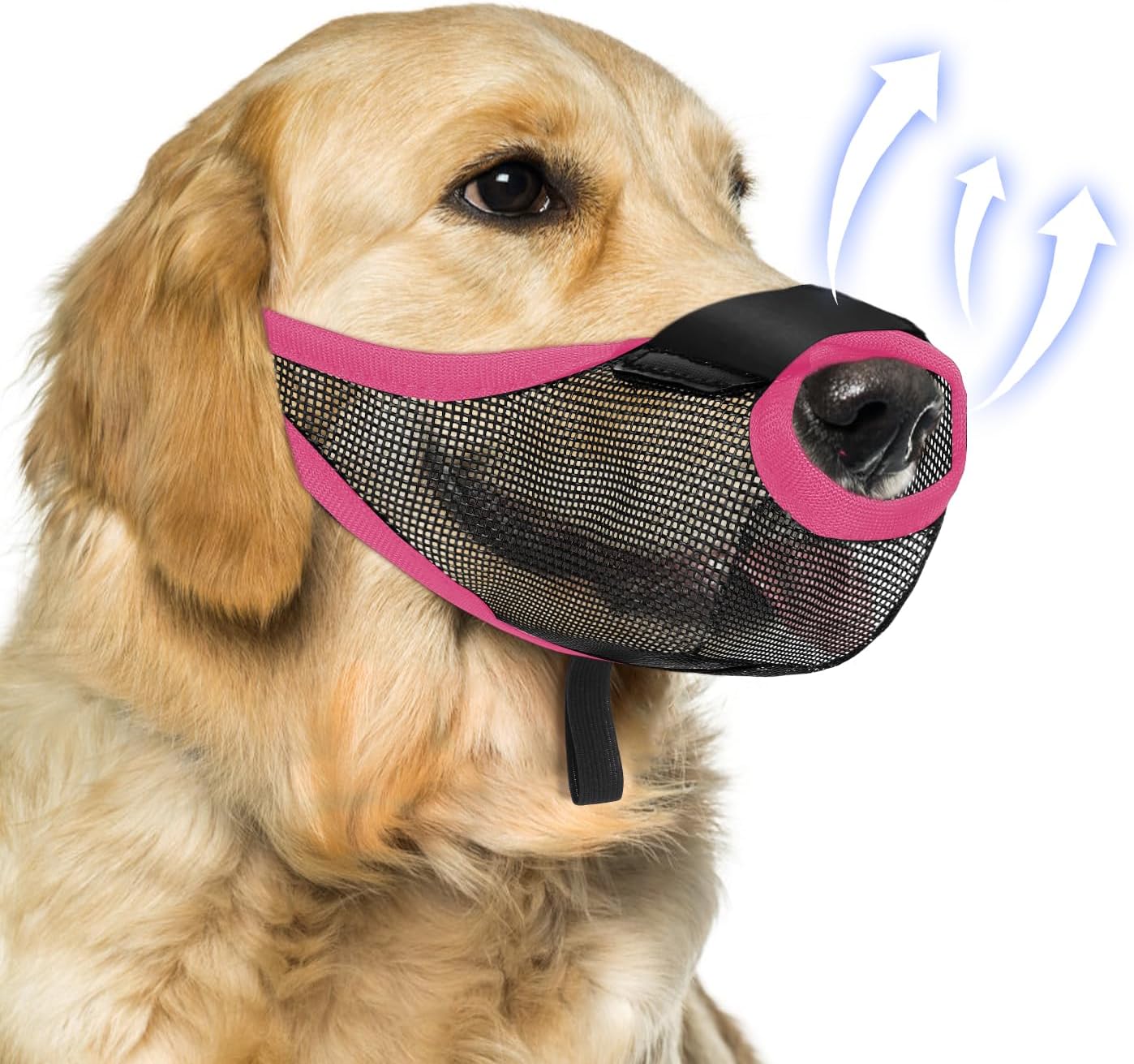 Dog Muzzle, Soft Air Mesh Muzzle for Small Medium Large Dogs Anti Biting Barking Chewing Scavenging, Breathable Adjustable Loop Pets Muzzle with Front Opening Design Allows Panting Drinking (Pink,XL)