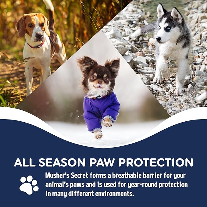 Musher’s Secret Dog Paw Wax 200g – Natural Paw Balm for Dogs with Vitamin E – Helps Protect Paws from Hot Pavement, Ice & Salt – Moisturizes Cracked Pads – Lick-Safe, Non-Toxic Dog Paw Protector