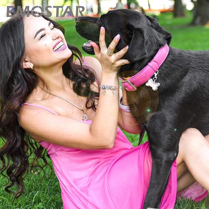 EMOSTAR Dog Paw Print Charms with Various Birthstone Crystals, 925 Sterling Silver Pawprint Beads for 3mm Snake Chain, Pet Lover Gifts for European Women Bracelet