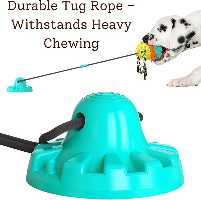 Dog Toy with Suction Cup - Interactive Toys for Large Dogs - Durable Dog Toothbrush & Chew Toy - Puppy Teething Toys - Indestructible Dog Toy - Food Dispensing Dog Tug Toy - Blue