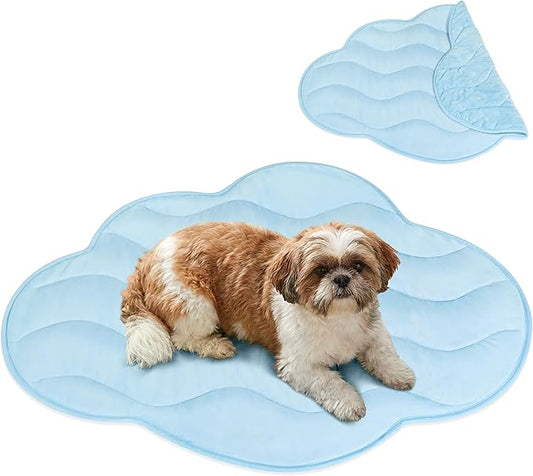 PetAmi Dog Cooling Mat, Cloud Shape, Reversible Cooling Nylon Blanket Soft Fleece Pet Pad for Dogs Cats, Summer All Season Use Q-Max>0.3, Medium 38x48 in, Light Blue