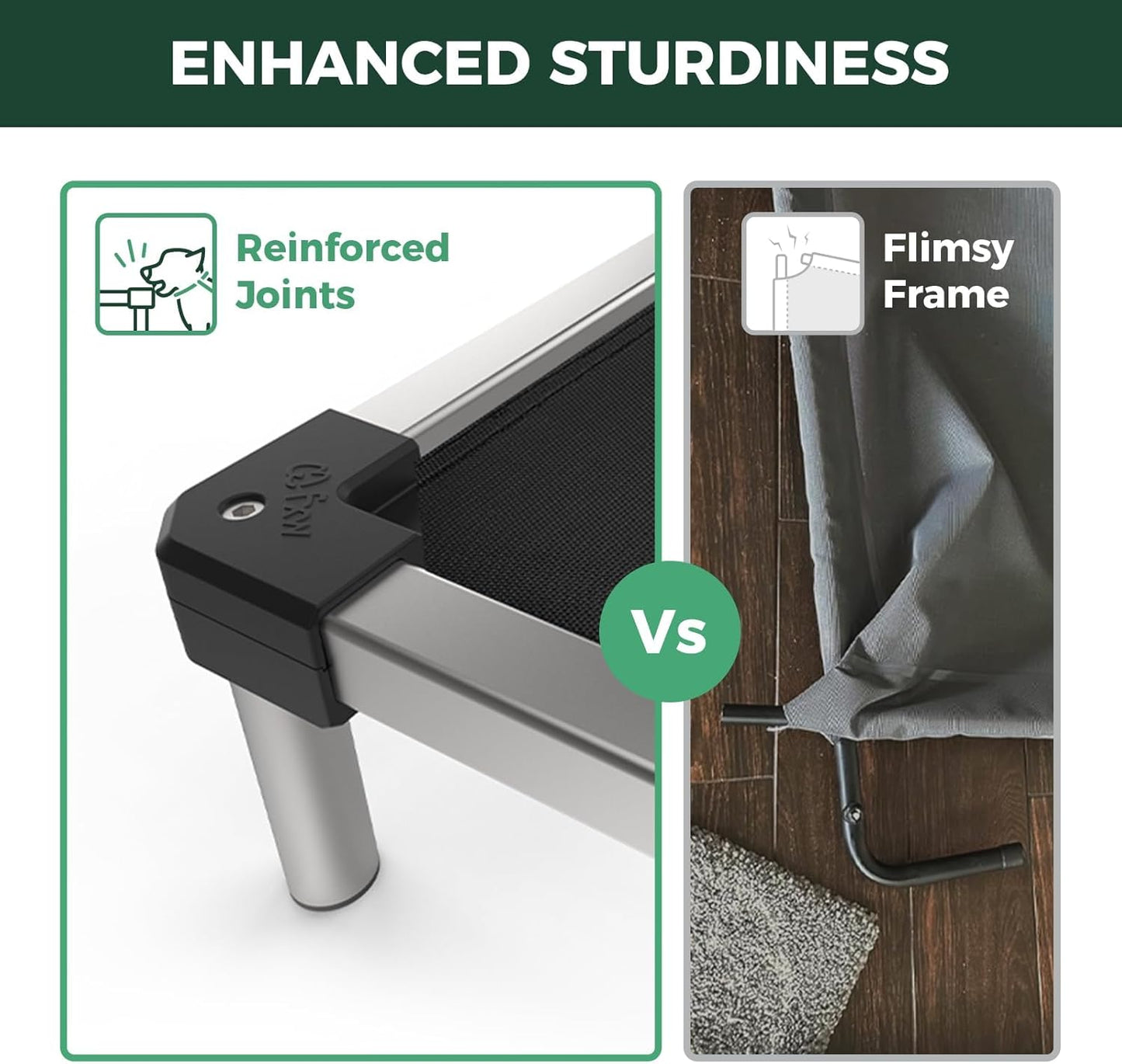 FXW TitanNest Chew-Proof Elevated Dog Bed, Raised Cot for Indoor/Outdoor/Camping Use, Durable & Waterproof Cooling Pet Bed for Extra-Small Dogs, 29.0" L x 18.0" W x 4.5" H, Black