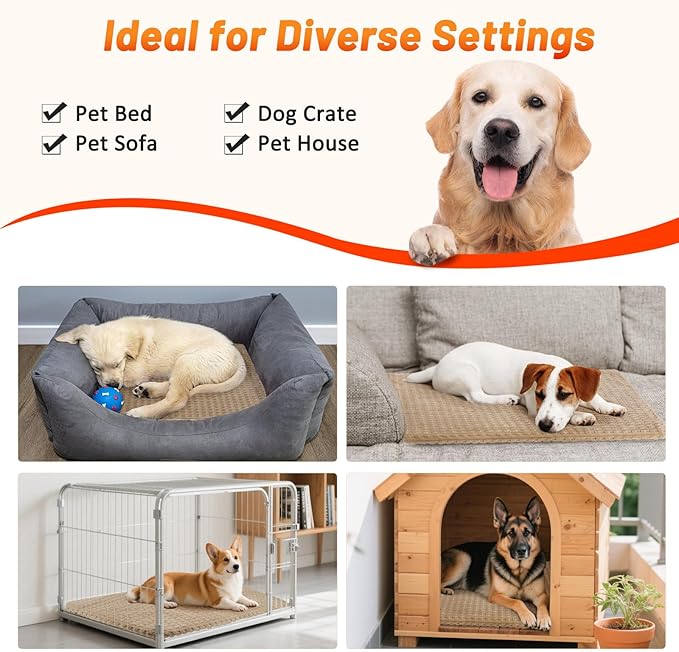 Heated Cat Bed, Waterproof Heated Cat Dog Bed with Adjustable Temperature & Timer, Electric Pet Mat for Indoor Cats Dogs, Chew Resistant Steel Cord（Small: 18"x16" Brown）