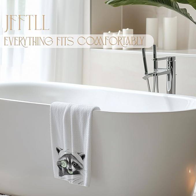 Funny Bathrobe Cucumber Raccoon Bathroom Hand Towels, Gifts for Raccoon Lovers Hand Towels for Bathroom Washroom Restroom Decor, 16x24 Inch