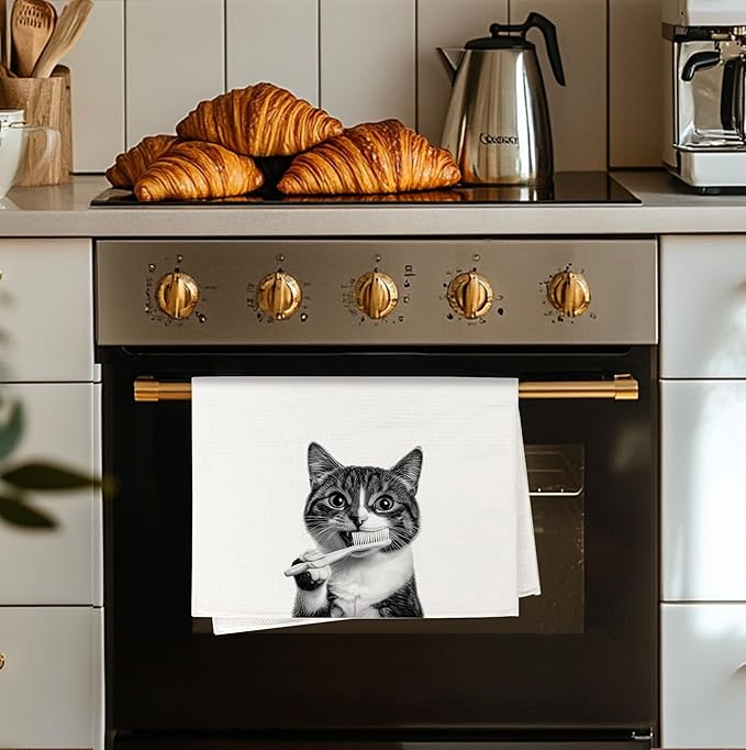 Funny Cat Hand Towels for Bathroom Washroom, Cat Bathroom Decor, Cute Kitty Kitten Bathrooms Hand Towels, Cats Lover Mom Lady Gifts for Women, 16x24 Inch