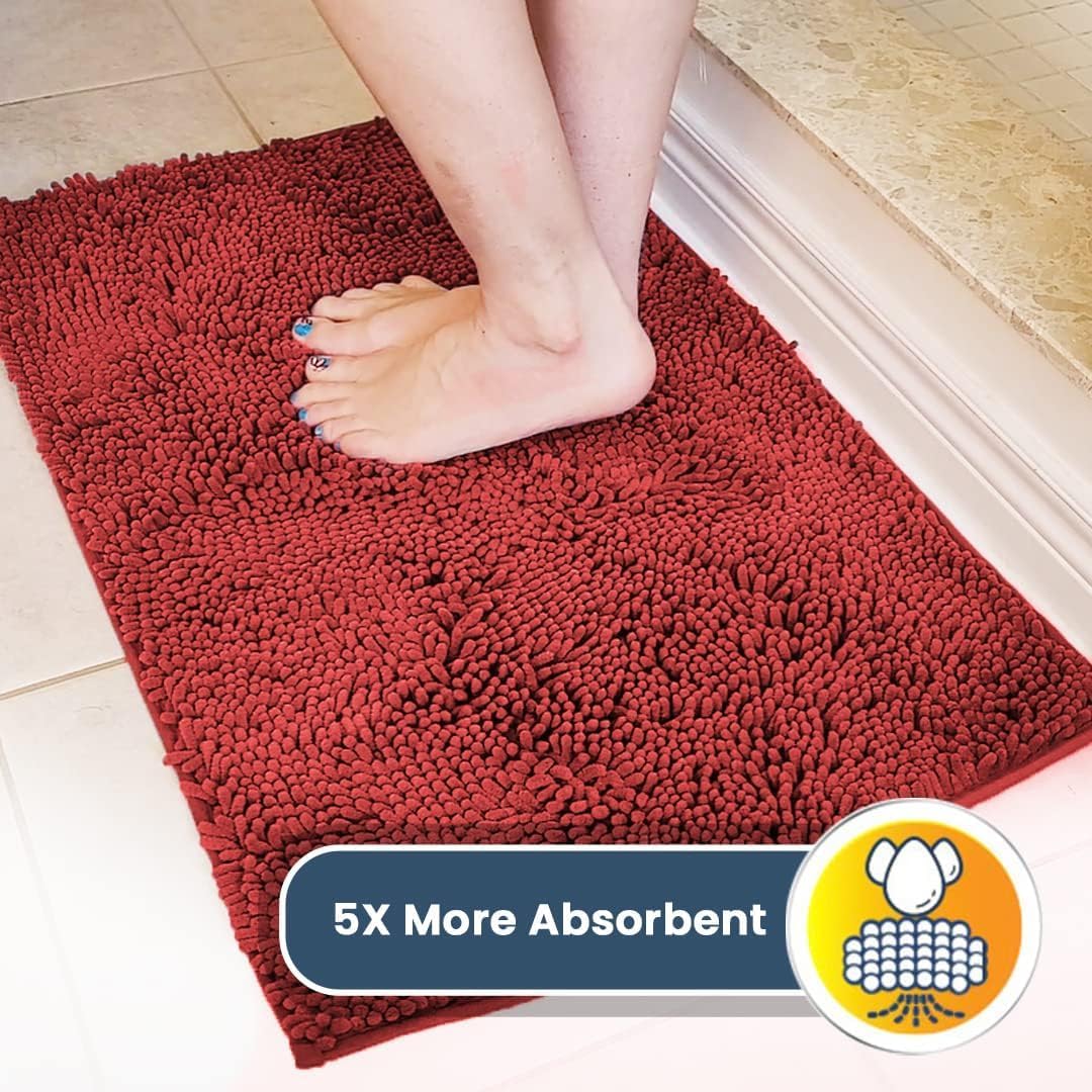 Muddy Mat® Shown on TV – Super Absorbent Door Mat Indoor, Microfiber Quick Dry Chenille Entryway Rug, Non-Slip Front Door Mat, Indoor Mats for Entryway, Machine Washable Pet Rug, Red 24"x36"