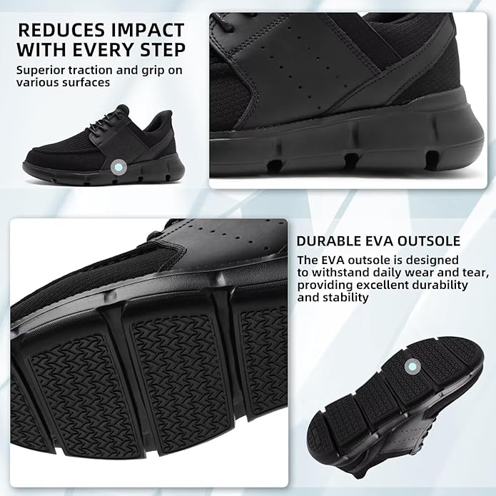 Men's Orthopedic Slip On Loafers, Casual Dress Shoes for Business Work - Arch Support for Plantar Fasciitis, Comfortable Walking Shoes for Flat Feet, Foot & Heel Pain Relief, Ideal for Standing All Day