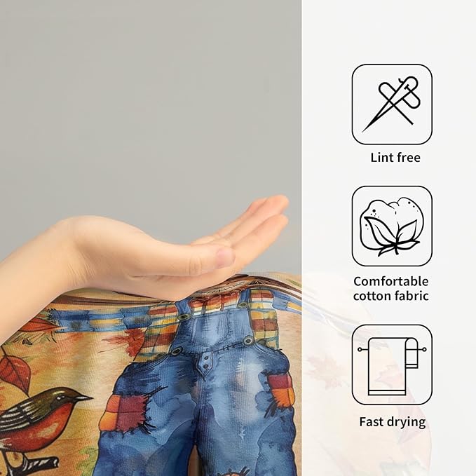 Giwawa Fall Scarecrow Hand Towels Set of 2 Autumn Pumpkin Bathroom Towel Seasonal Holiday Decorative Fingertip Towel Kitchen Fast Drying Washcloth