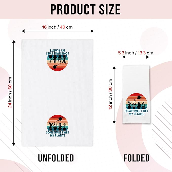 Funny Cactus Kitchen Towels for Women, Sometimes I Wet My Plants Dishcloths, Plant Lovers Gifts for Gardeners, Kitchen Decorative Tea Towels, Sweet Housewarming Gifts for Mom Dad Nana Friend